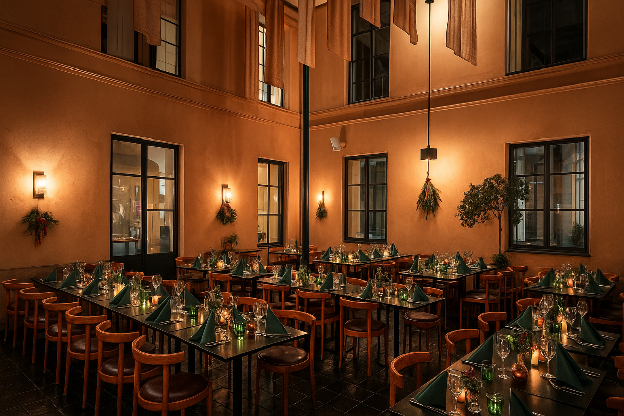 restaurang avi på Postmuseum med juldukning